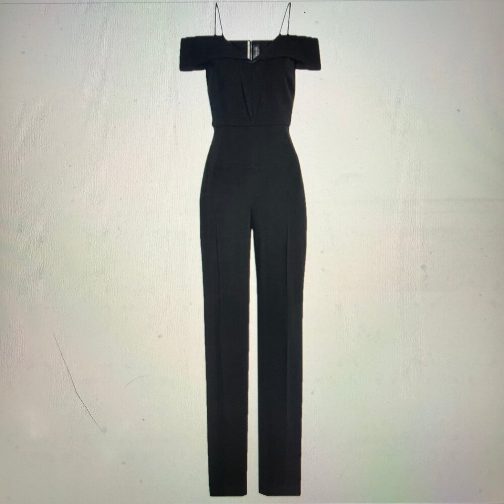Roland Mouret, Corsham Jumpsuit, Black Crepe, Off Shoulder, US8, Great Condition